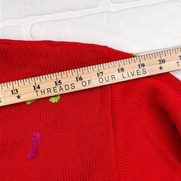 Christina Rotelli Cardigan Women Medium Red Multi Angels Music Christmas Sweater - Picture 12 of 14